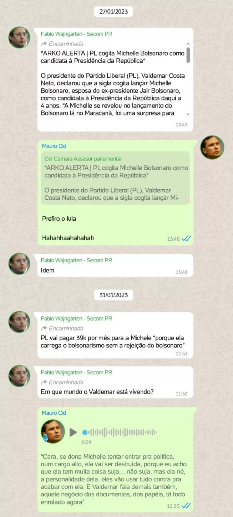 “Provocação de Wajngarten e Cid atinge Michelle Bolsonaro: ‘Lula é minha preferência'”