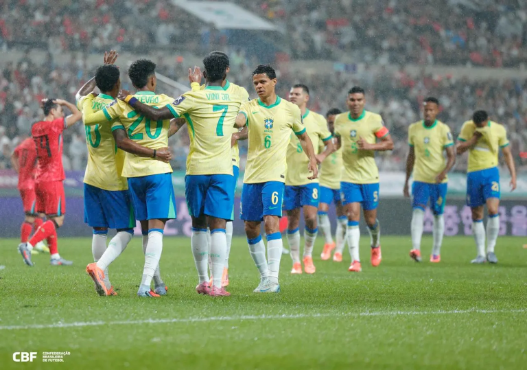 Estrelas de Estêvão e Rodrygo brilham em vitória avassaladora do Brasil sobre a Coreia do Sul sob comando de Ancelotti.